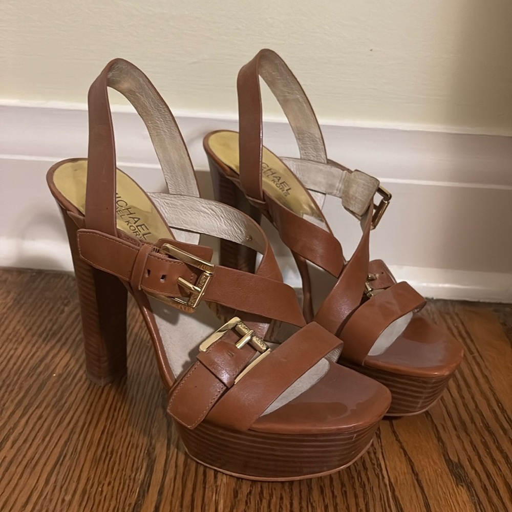 Michael Kors Brown Leather Sandals